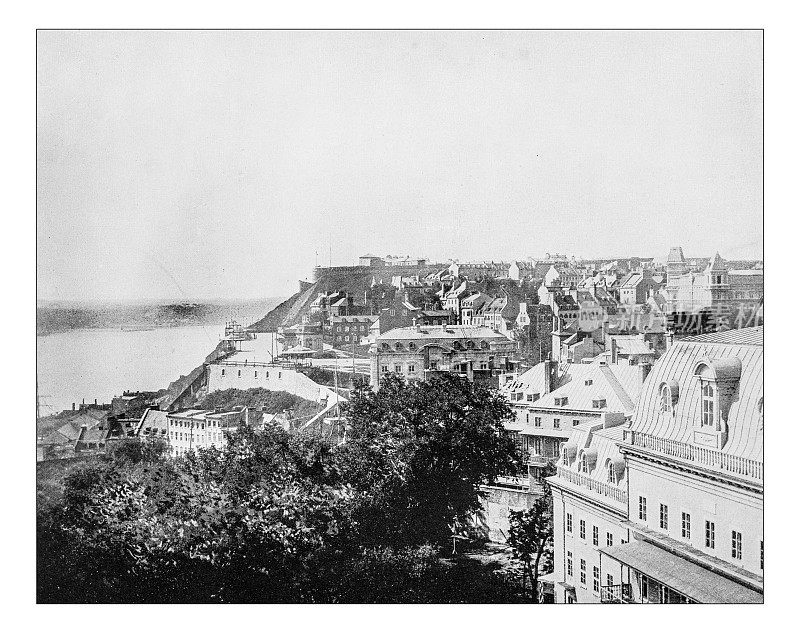 19世纪魁北克城(加拿大)城市景观的古董照片