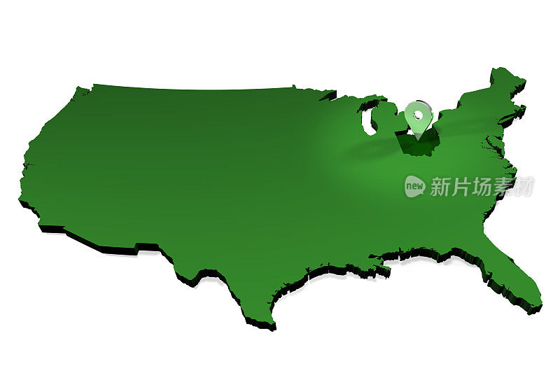美国地图-州定位器-俄亥俄州