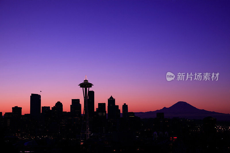 日落时分华盛顿西雅图的天际线
