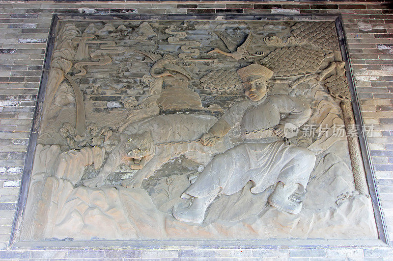 2015年2月6日，中国内蒙古自治区呼和浩特市，大昭寺壁画浮雕
