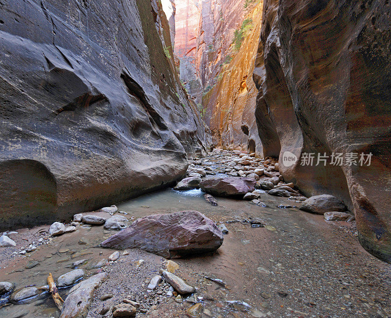 锡安缩小。Orderville峡谷。犹他州锡安国家公园