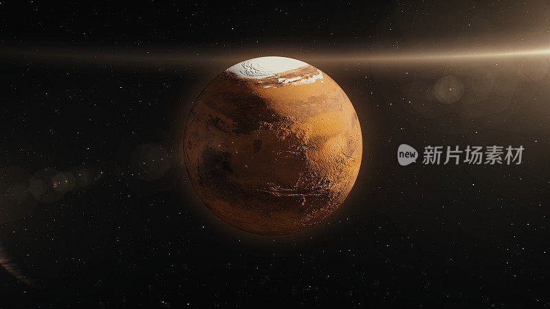 火星行星在空间3D插图
