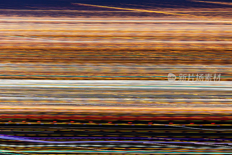 模糊动态数字艺术图像的西部拉斯维加斯郊区灯光在晚上