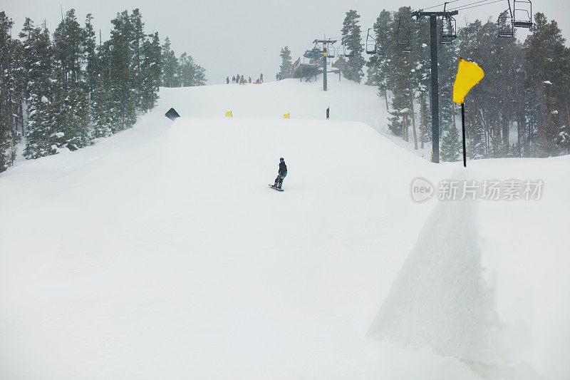 在科罗拉多州落基山脉的滑雪度假村小镇滑雪和单板滑雪活动