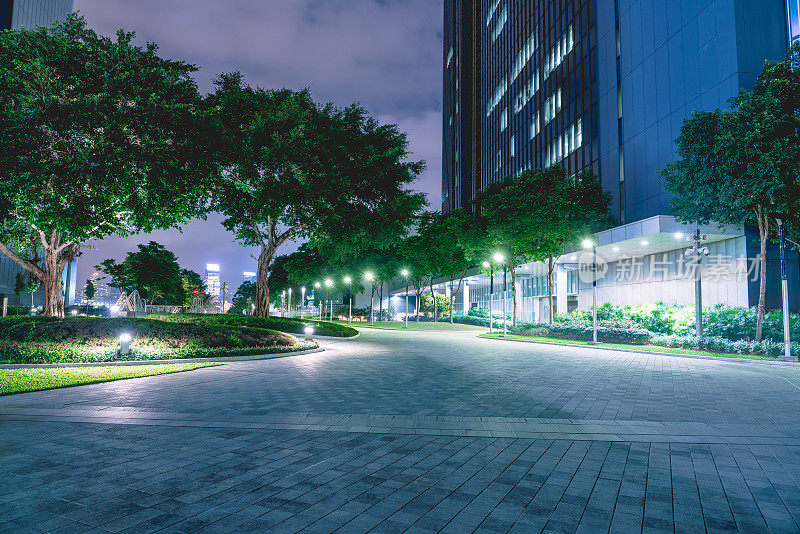 香港中区夜景与城市公园