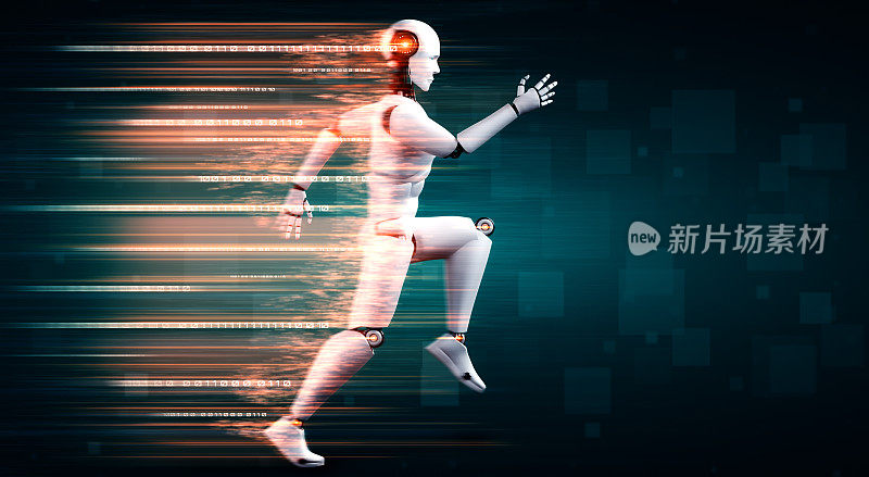 人形奔跑机器人，动作敏捷，活力充沛