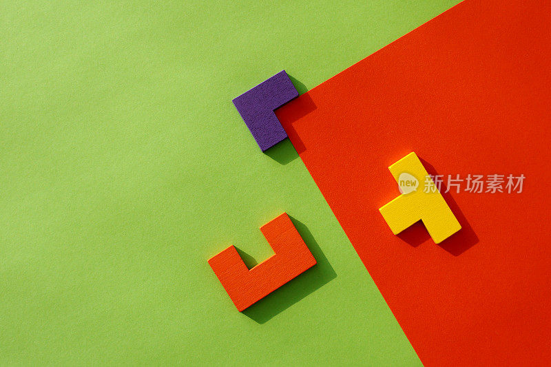 木制几何形状，玩具积木