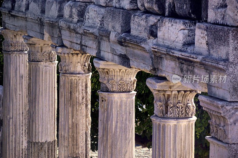 古希腊考古遗址佩加蒙的建筑柱细节