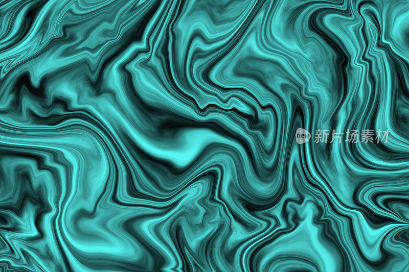 大理石蓝绿色背景霓虹薄荷珍珠绿色波浪图案抽象渐变Ebru大理石纹理