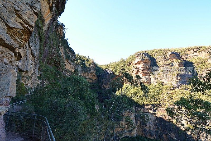 澳大利亚蓝山的温特沃斯瀑布徒步旅行路线