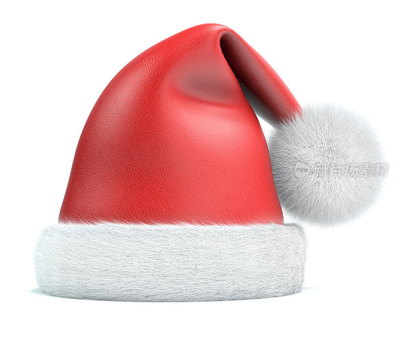 红色皮革和白色毛皮的豪华圣诞老人帽