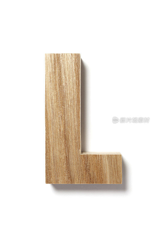 白色背景上的木制字母L