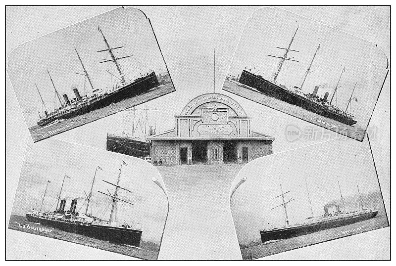 纽约的古董黑白照片:法国轮船公司