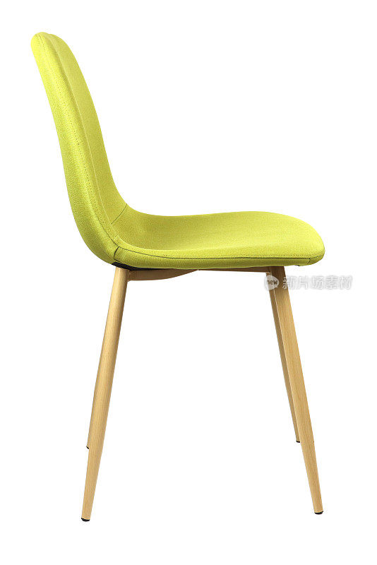 现代淡绿色椅子孤立在白色，侧视图，室内设计