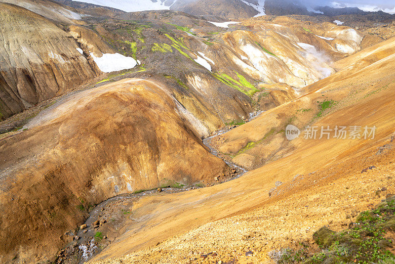 冰岛Kerlingarfjoll山脉的Hveradalir地热区。