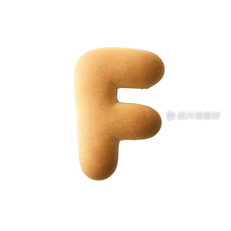 白色背景上的大写字母饼干F的孤立镜头