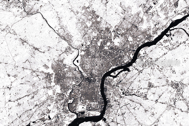 费城抽象城市地图黑白