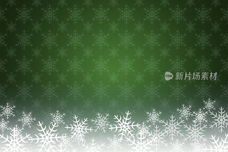 绿色圣诞和新年背景与雪花和复制空间