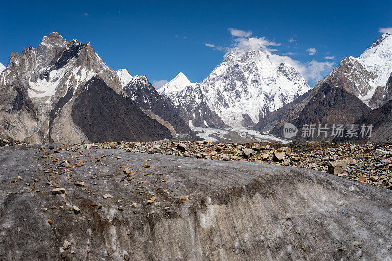 巴基斯坦喀喇昆仑山脉，乔戈里峰，葡萄藤冰川后面