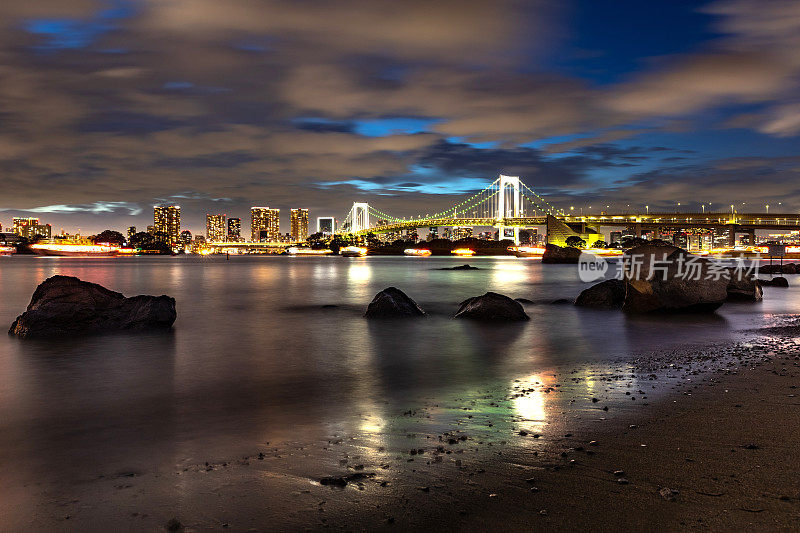 东京市中心的天际线和夜虹桥