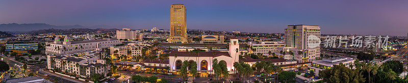 联合车站，洛杉矶市中心-航空全景图