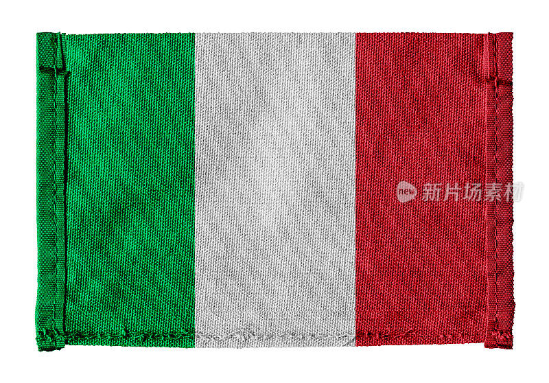 意大利国旗与帆布背景孤立