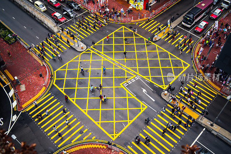 香港十字路口鸟瞰图