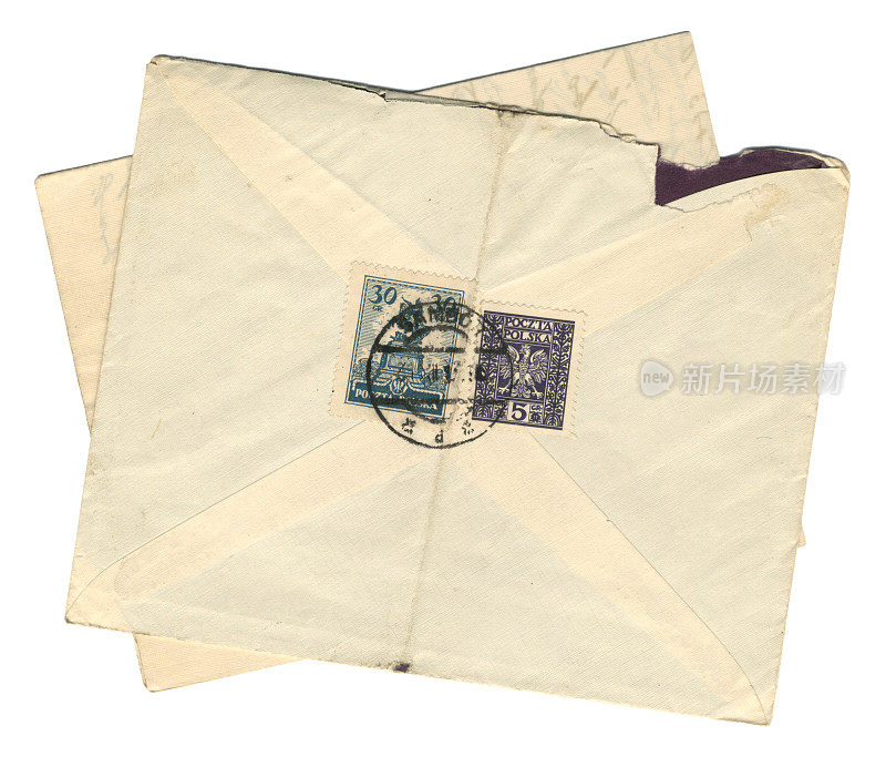 一张20世纪30年代从波兰寄来的信封背面