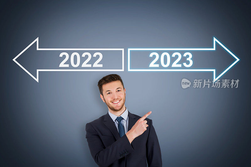 视觉屏幕上的旧年或2023年新年