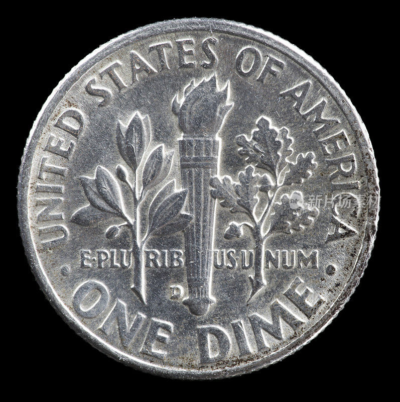 1955年罗斯福银币的反面，黑色背景。
