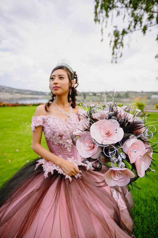 一个墨西哥青少年的肖像quinceañera