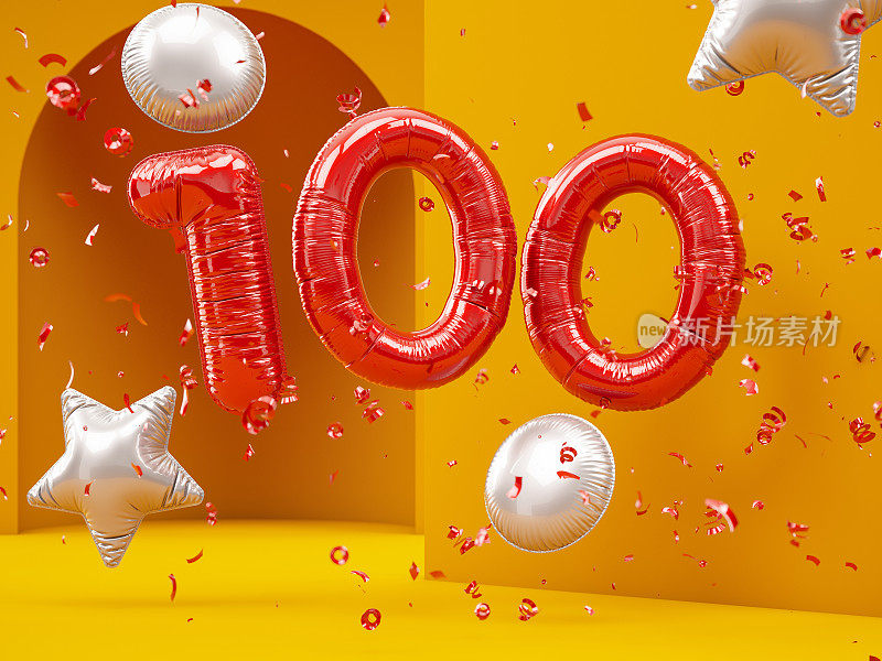 第100个红色字母气球