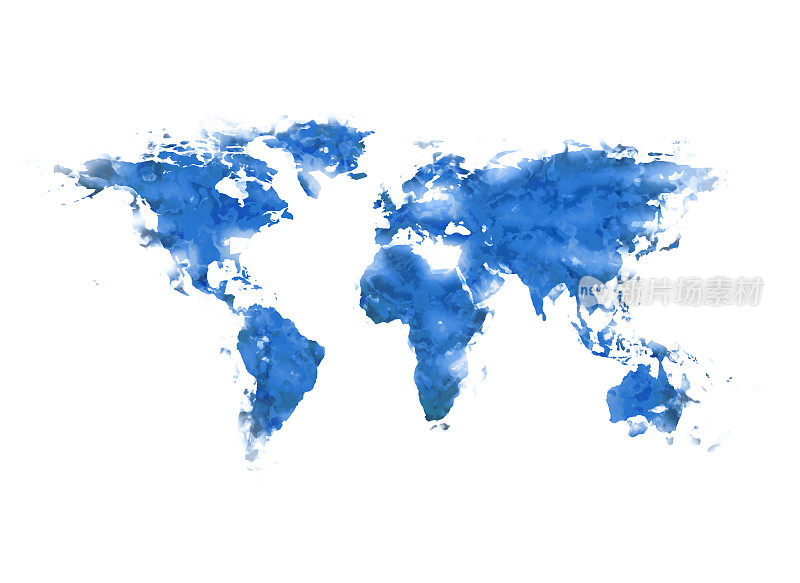 世界地图蓝色油漆