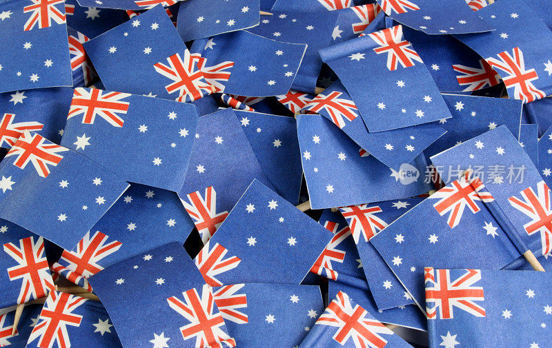 许多小型澳大利亚国旗