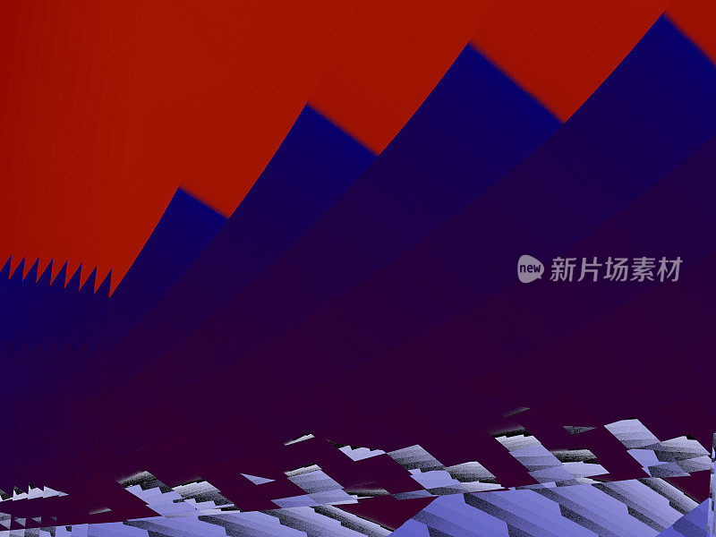 紫色的山脉血红的天空蓝色的浮冰分形图像