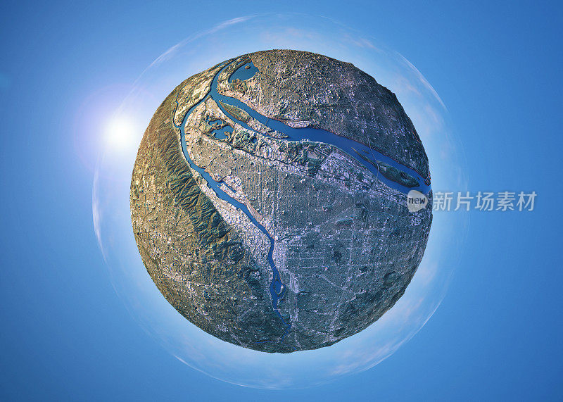 波特兰3D小星球360度球面全景图