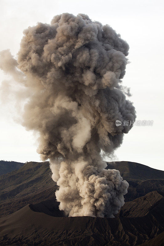 火山喷出滚滚浓烟