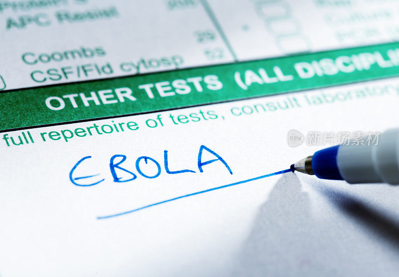 医学表格上的可怕的埃博拉病毒血液测试