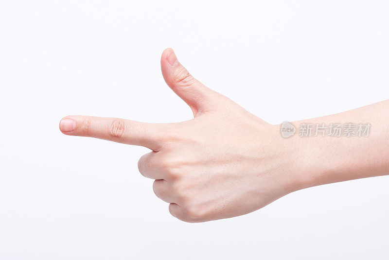 手势符号:手枪或指向左边