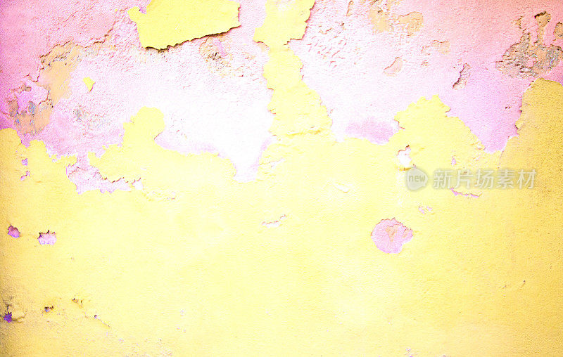 老西西里墙背景纹理:斑驳的粉红色和黄色