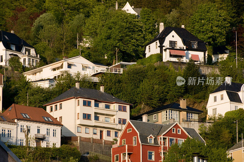 挪威卑尔根山上的房子
