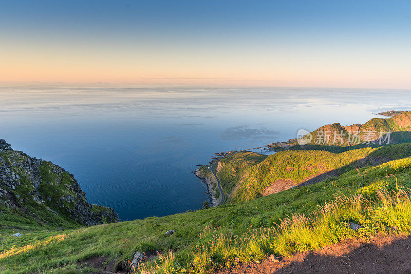 挪威罗浮敦群岛全景，日落美景