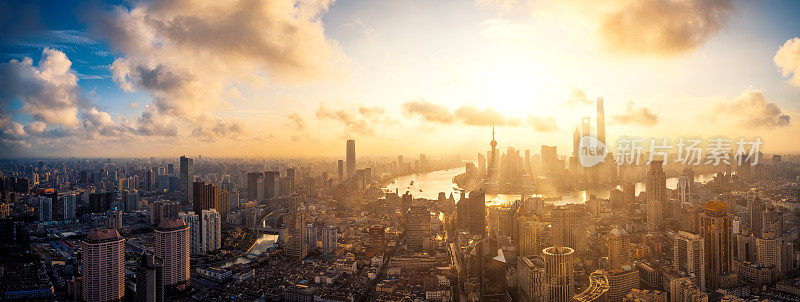上海天际线日落