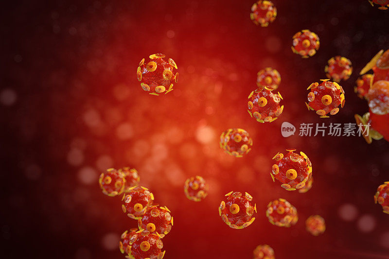 病毒性肝炎感染引起的慢性肝病，肝炎病毒三维插图
