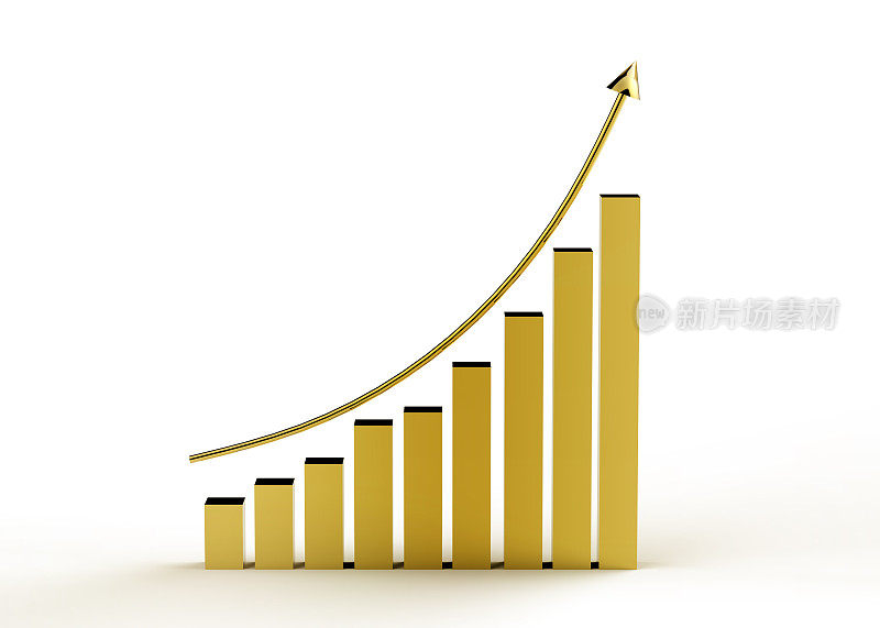商业成功与成长，上升的图表，向上的箭头