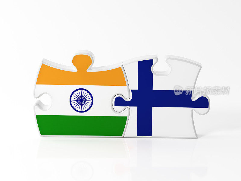 有印度和芬兰国旗纹理的拼图