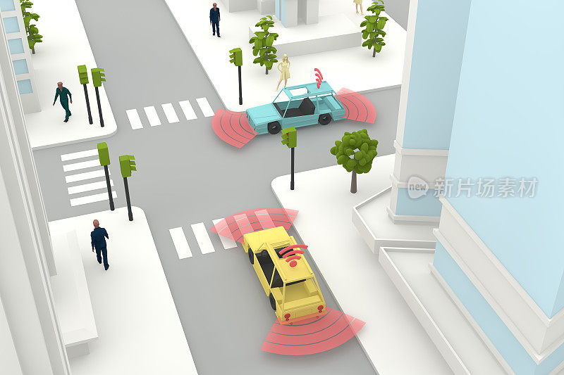 自动驾驶，自动驾驶，无人驾驶，联网汽车，智慧城市概念