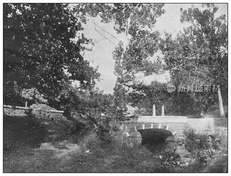 美国的古董黑白照片:断头谷的桥