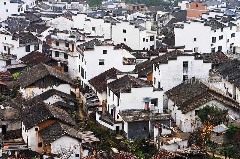 俯瞰中国江西省石城古村落的老房子和美丽的风景