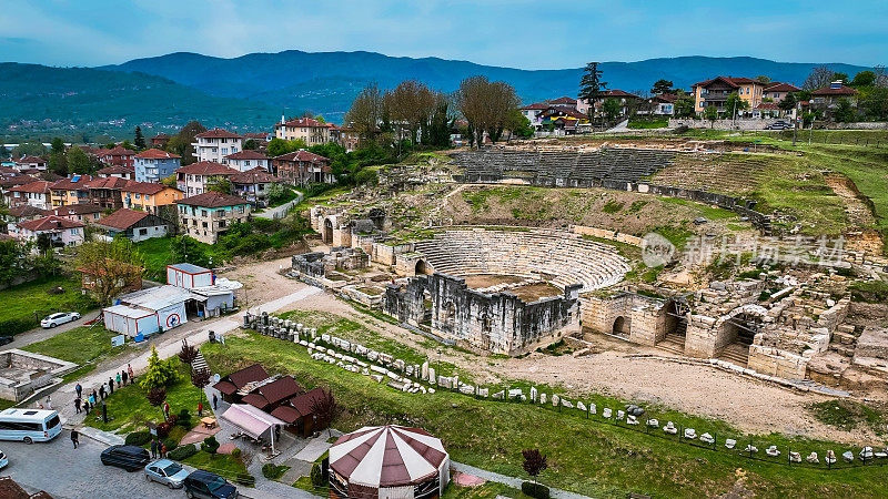 Duzce普鲁士和海匹姆古城，Duzce古希腊城市遗址，古城鸟瞰图，土耳其古城鸟瞰图